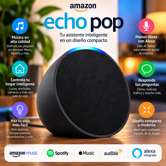 Alexa Bocina Inteligente Echo Pop Negra - Latyce