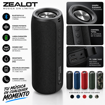 Bocina Inalámbrica Zealot S51 Resistente al Agua - Latyce