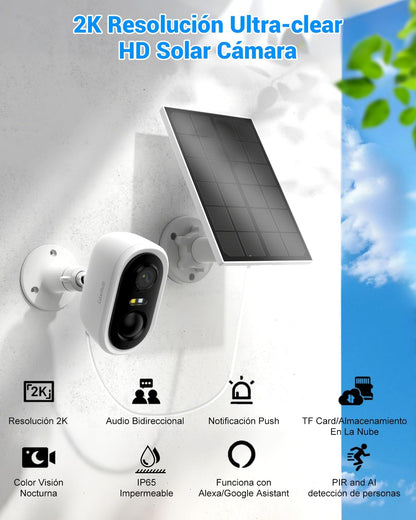 LAXIHUB Cámara Seguridad Exterior Solar Inalámbrica WiFi 3MP 2K