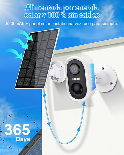 LAXIHUB Cámara Seguridad Exterior Solar Inalámbrica WiFi 3MP 2K