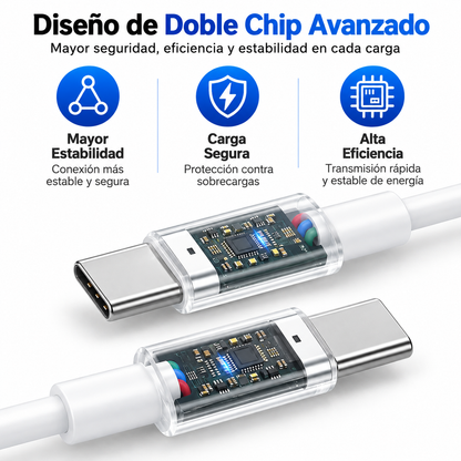 Cable USB Tipo C a Tipo C Blanco – Carga y Transferencia de Datos