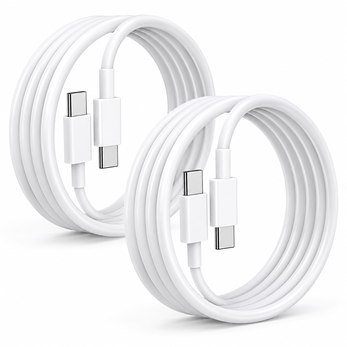 Pack 2 Cables USB Tipo C a Tipo C Blanco para Carga y Sincronización - Latyce