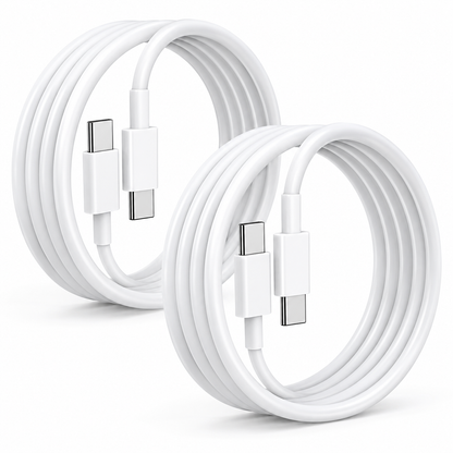 Pack 2 Cables USB Tipo C a Tipo C Blanco para Carga y Sincronización - Latyce