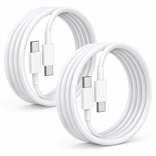 Pack 2 Cables USB Tipo C a Tipo C Blanco para Carga y Sincronización - Latyce