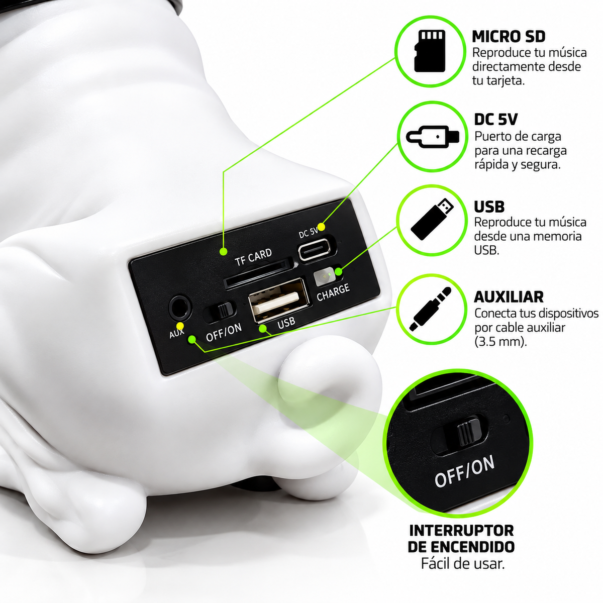 Bocina Portatil Recargable con Diseño Bulldog - Latyce