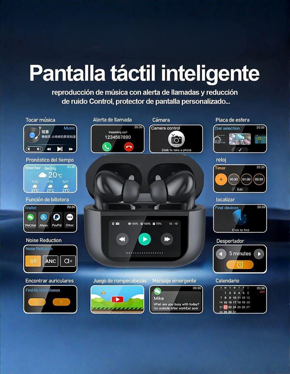 Audifonoes Inalambricos G-TIDE Future Pod con Pantalla Táctil y Cancelación de Ruido - Latyce