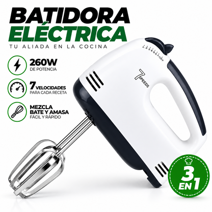Batidora Eléctrica 7 Velocidades 260W 3 en 1 para Cocina - Latyce