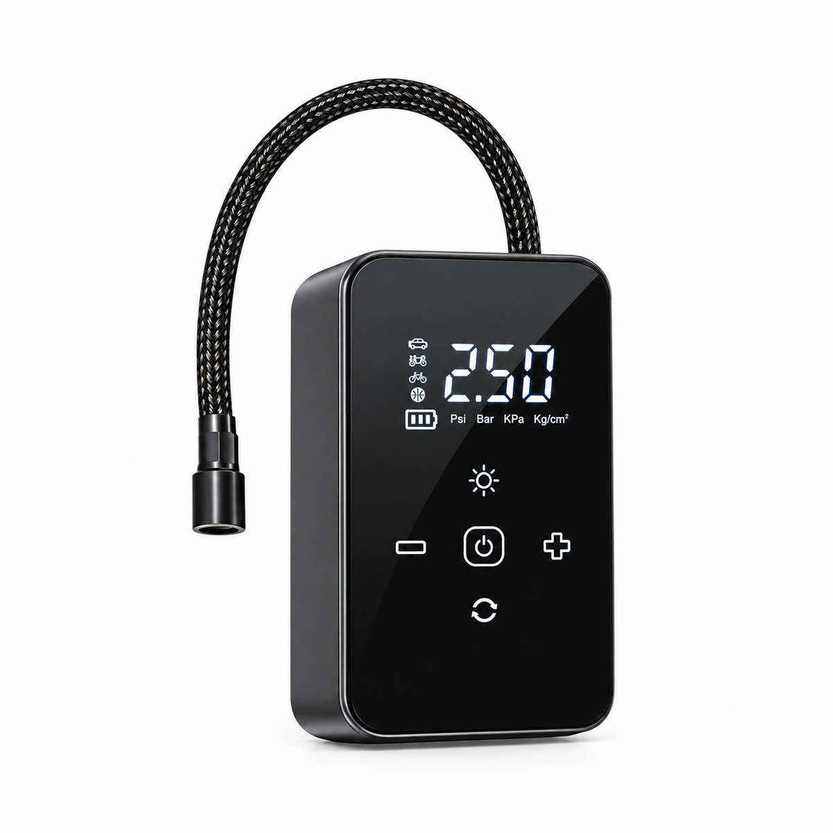 Compresor de Aire Portátil Recargable con Pantalla Digital LED para Llantas de Auto, Moto y Bicicleta