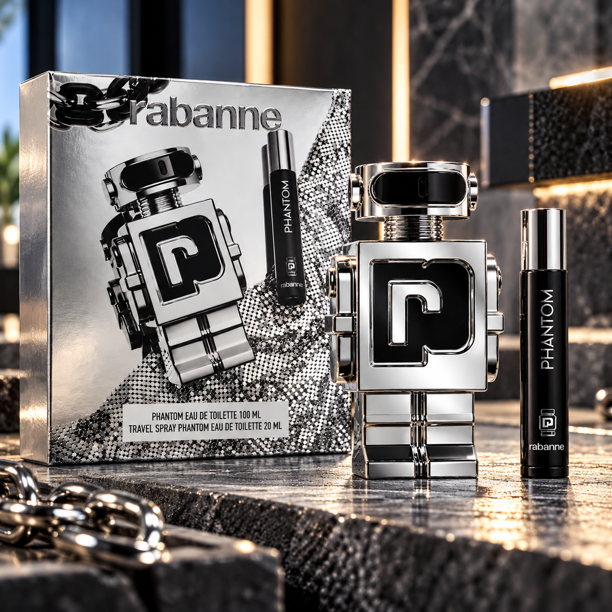 Rabanne Phantom Eau de Toilette Set Para Hombre 100 ml + 20 ml - Latyce